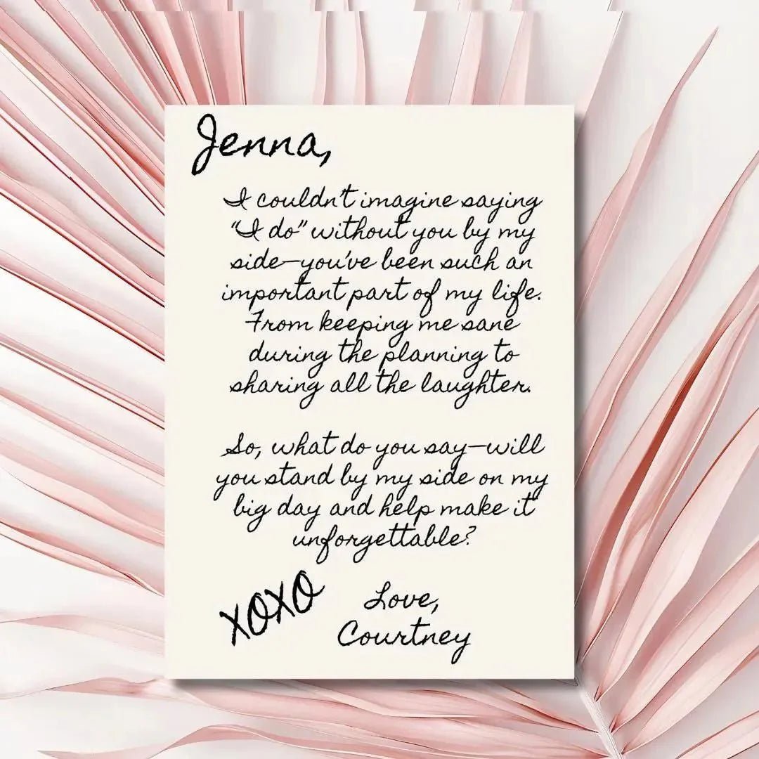 Artisanal Sketched 'Will You Be My Maid of Honor?' Card Bach and Boujee Invitations