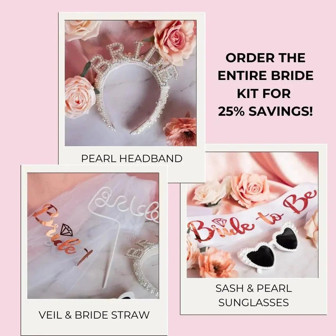 Bachelorette Bash Bridal Accessory Set with Heart - Shaped Sunglasses - Unforgettable Hen Night Memento Bach and Boujee Headband