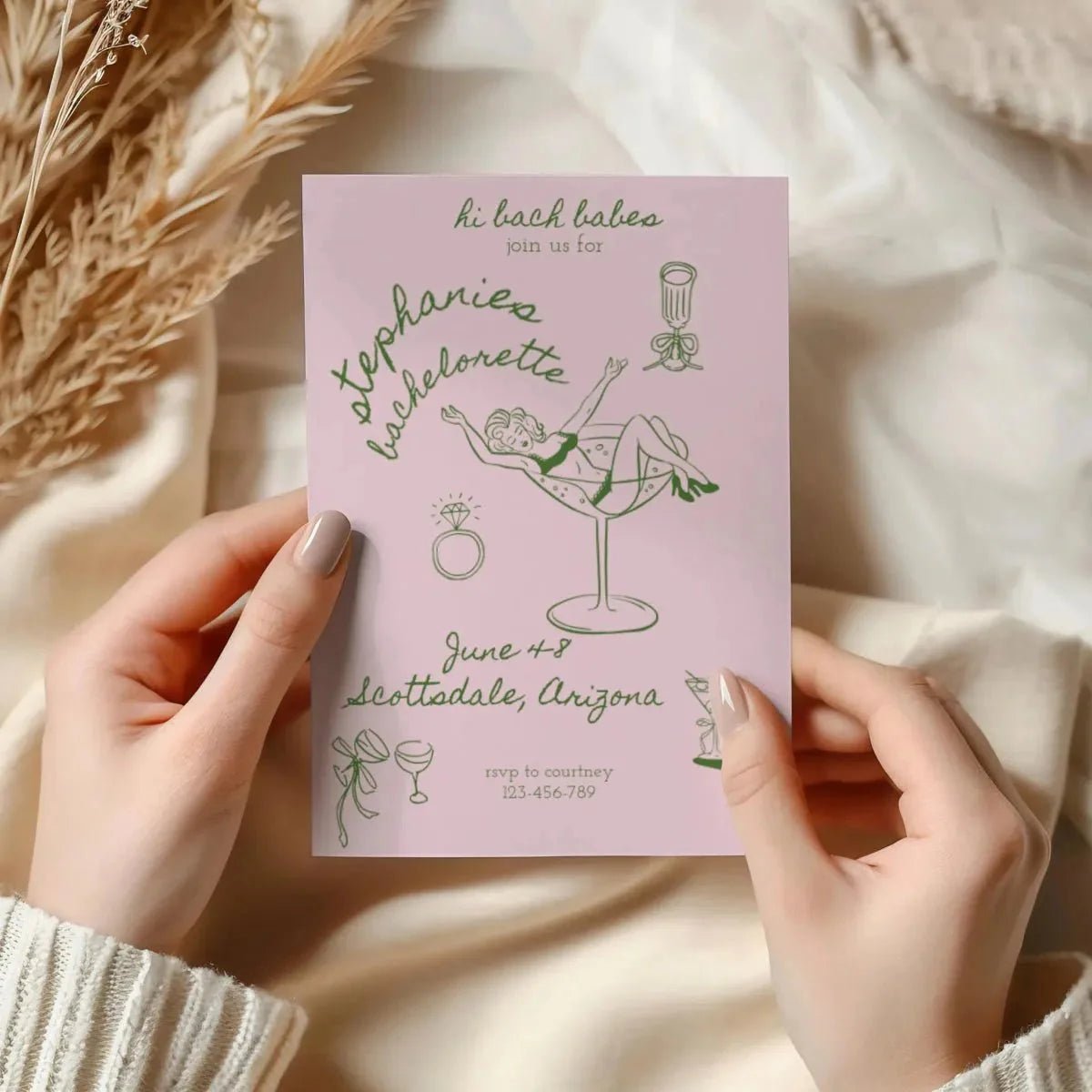Bespoke Hen Party Invite with Sophisticated Bachelorette Program Bach and Boujee Invitations