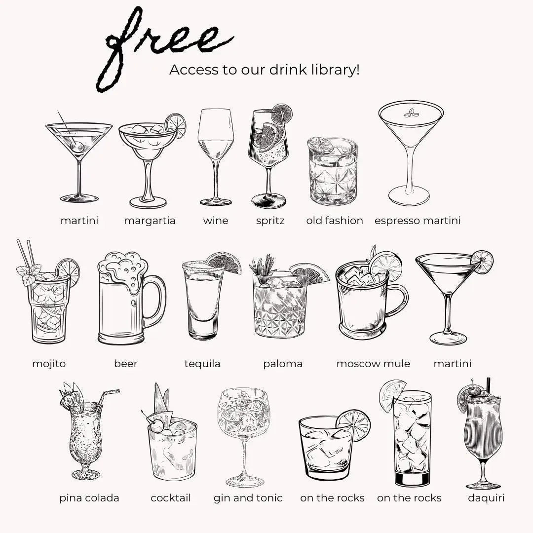 Bespoke Illustrated Beverage List - Enchanting Event Drink Display Bach and Boujee Invitations