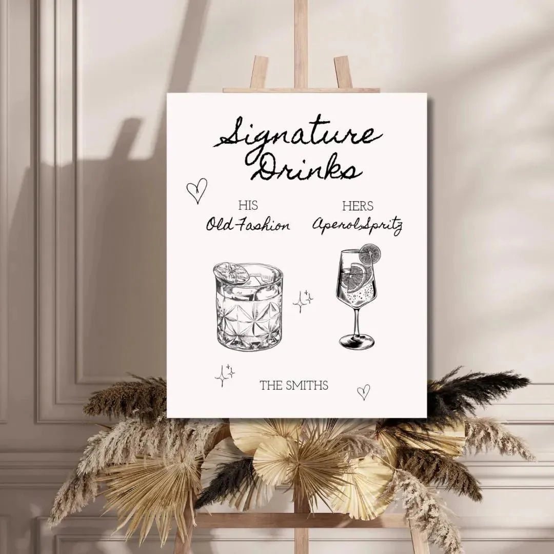 Bespoke Illustrated Beverage List - Enchanting Event Drink Display Bach and Boujee Invitations