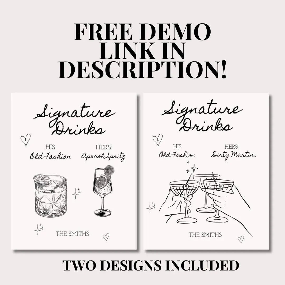 Bespoke Illustrated Beverage List - Enchanting Event Drink Display Bach and Boujee Invitations