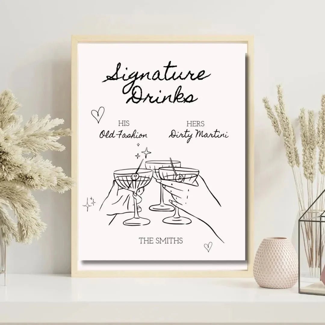 Bespoke Illustrated Beverage List - Enchanting Event Drink Display Bach and Boujee Invitations