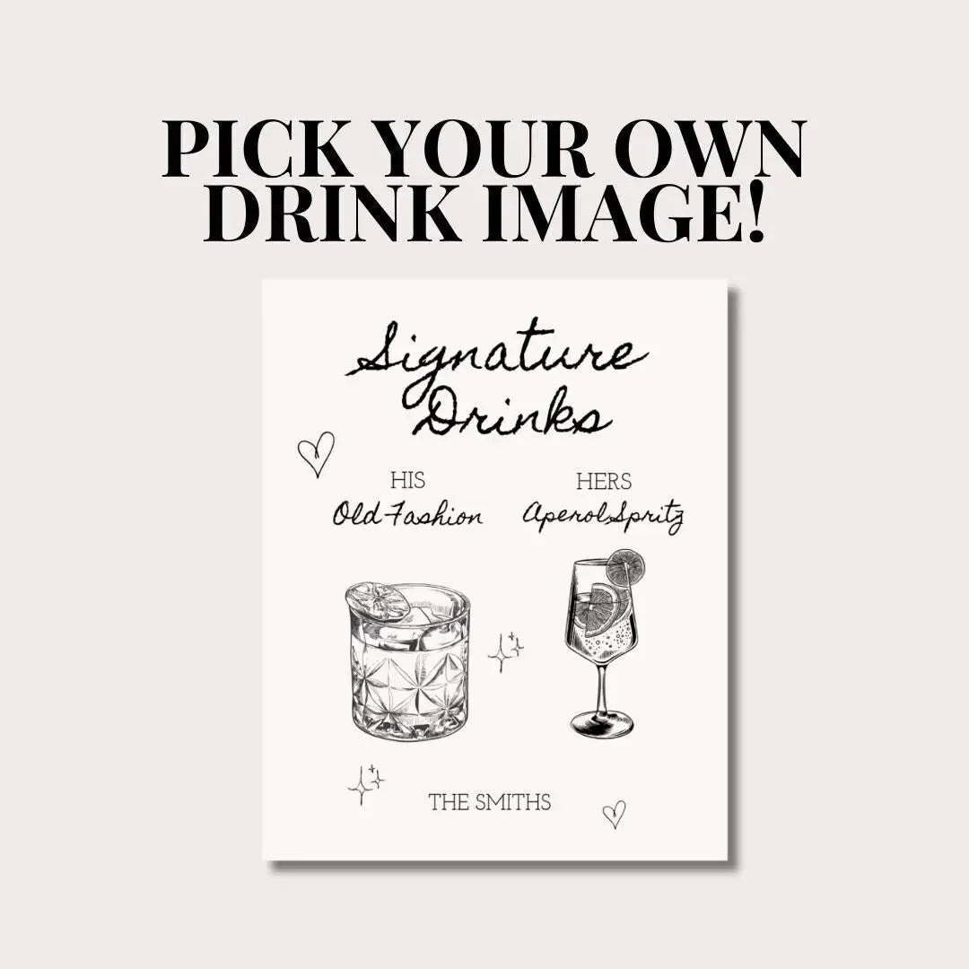 Bespoke Illustrated Beverage List - Enchanting Event Drink Display Bach and Boujee Invitations
