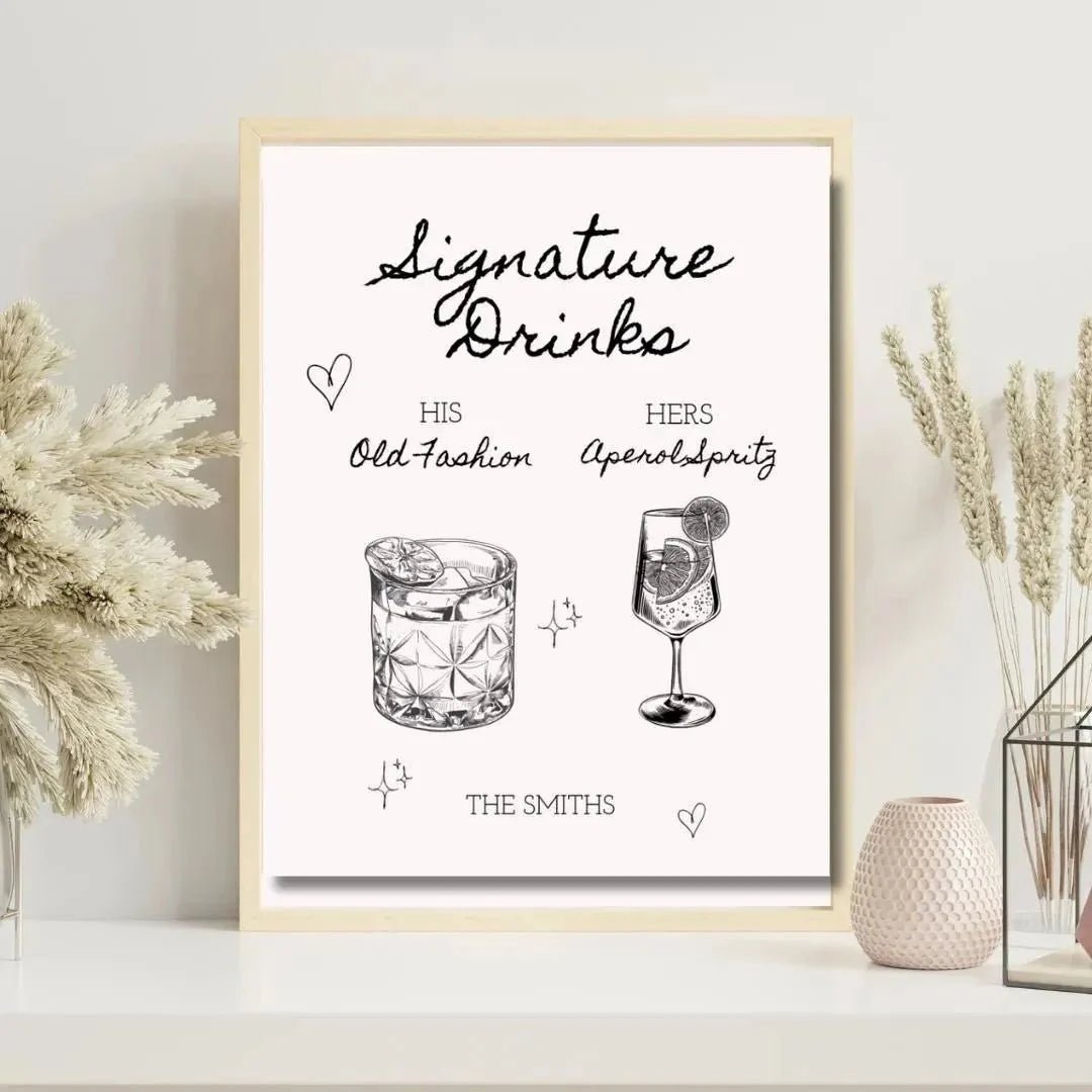 Bespoke Illustrated Beverage List - Enchanting Event Drink Display Bach and Boujee Invitations