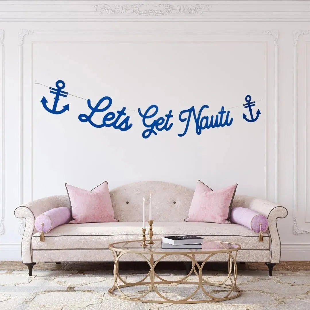Blue Navy Bachelorette Banner - Last Sail Before the Veil Decor Lets Get Nauti Bach and Boujee Banners