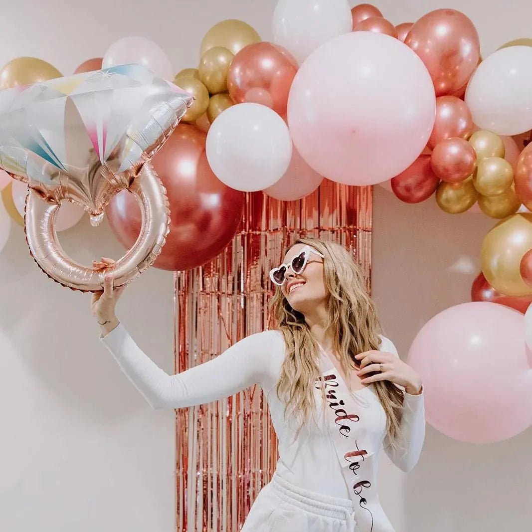 Blushing Bride's Rose Gold Engagement Ring Balloon – Perfect for Hen/Stagette Celebrations Bach and Boujee Balloons