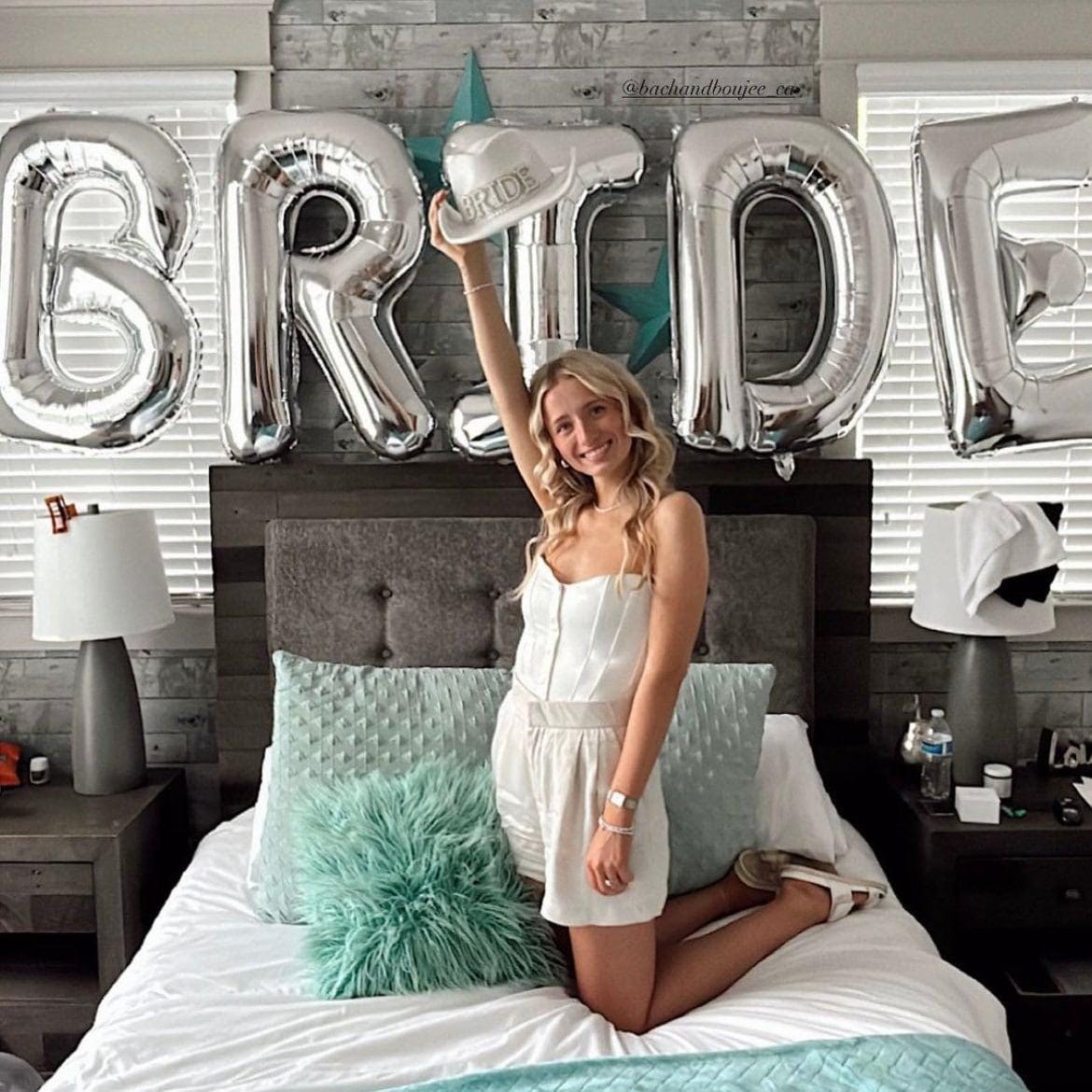BRIDE Balloon Jumbo Bride Balloon Silver Bride Banner Bachelorette Decoration Bridal Shower Wedding Shower Extra Large Bride Balloon Bach and Boujee