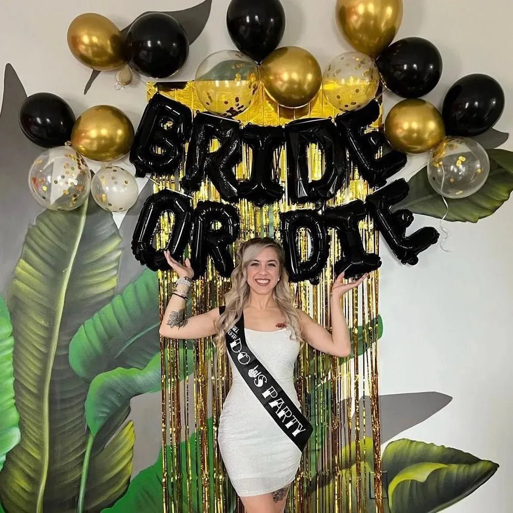 Bride Or Die Balloon Banner - Bachelorette Decorations Bachelorette Party Hen Party Foil Letter Balloon Bach and Boujee Balloons