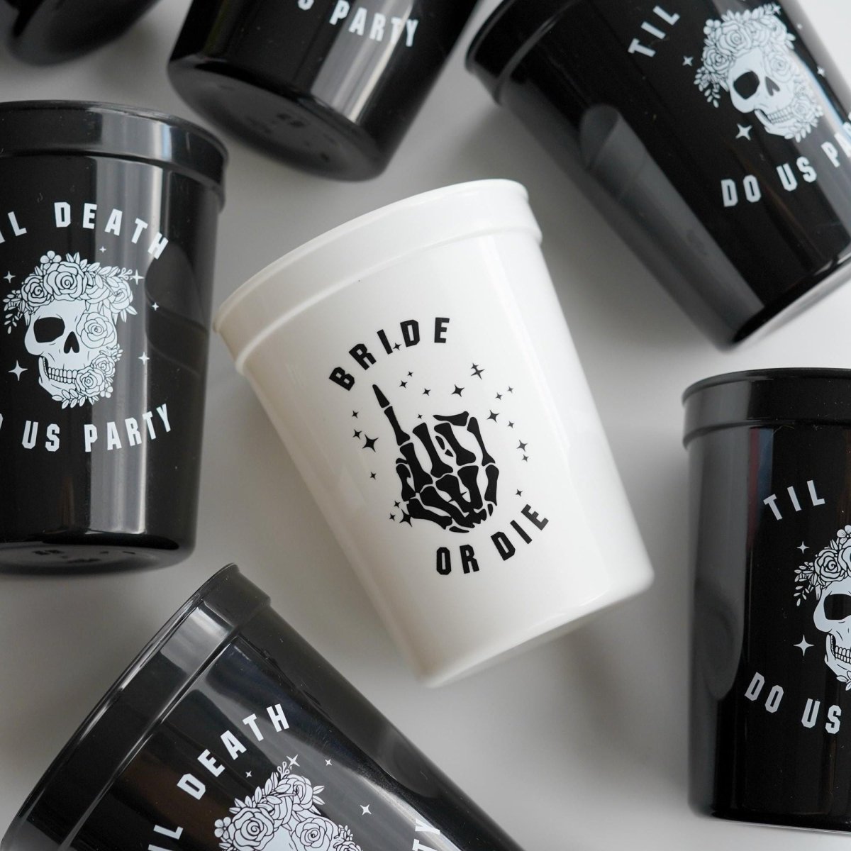 Bride or Die Cup Til Death Do Us Party Theme Bachelorette - RIP Single Life Skull Black Hen Party Favor Bach and Boujee