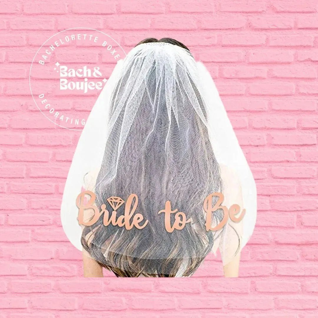 Bride Veil Sash Set - Classy Bride To Be Sash Bachelorette Bridal Shower Decorations Bach and Boujee Veil
