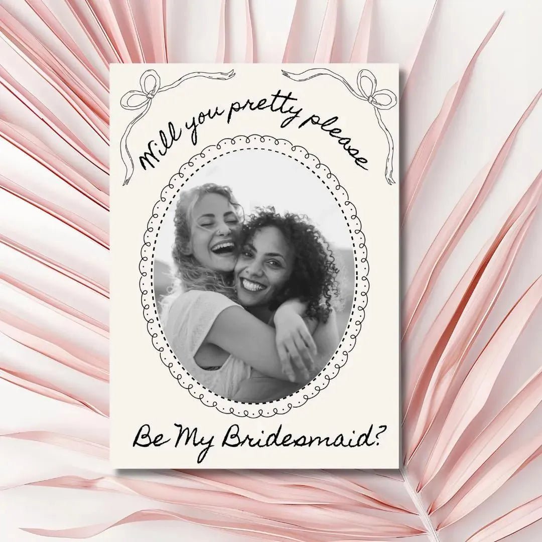 Bridesmaid Proposal Card Whimsical Hand - Drawn Minimalist Design Template Please Be My Bridesmaid Bach and Boujee Invitations