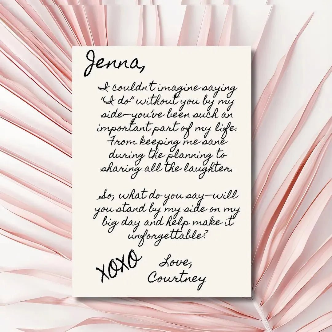 Bridesmaid Proposal Card Whimsical Hand - Drawn Minimalist Design Template Please Be My Bridesmaid Bach and Boujee Invitations