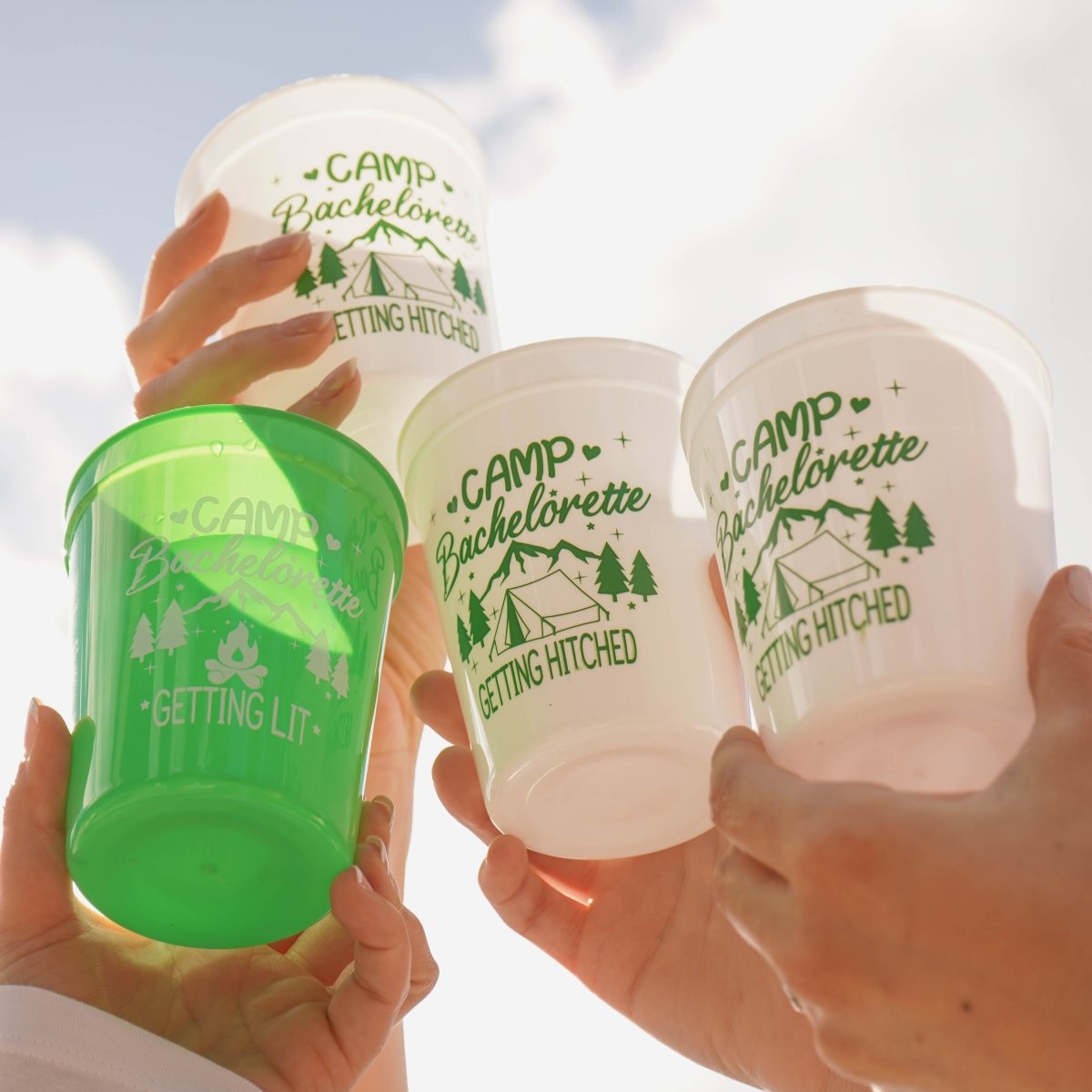 Camp Bachelorette Cups Camp Cabin Theme Hen Party Favor Team Bride Bach and Boujee