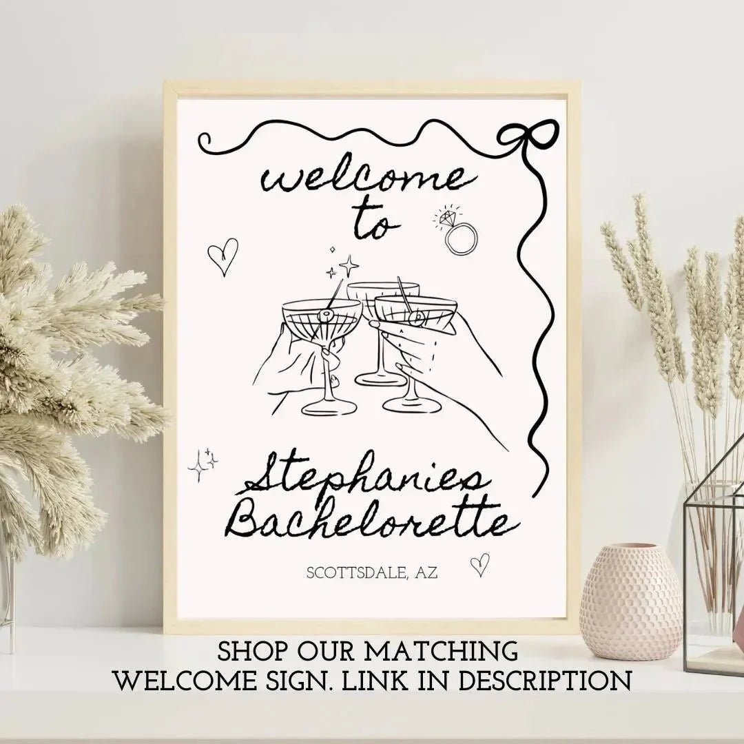 Classy Monochrome Hen Party Itinerary Invitation Template Bach and Boujee Invitations