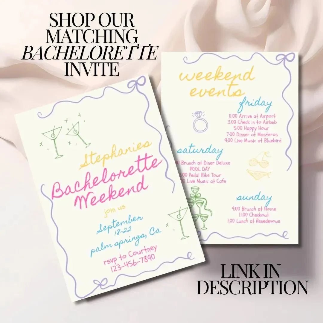 Contemporary Wedding Shower Invite with Artful Design & Entertaining Champagne Games Bach and Boujee Invitations