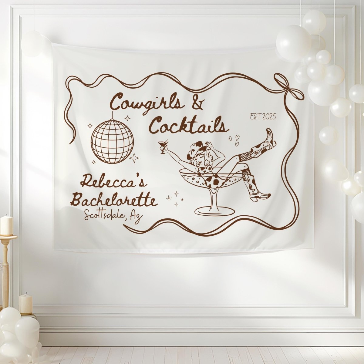 Country Cowgirl Tapestry Western Theme Bachelorette Decoration Backdrop Banner - Hen Party Backdrop Bach and Boujee