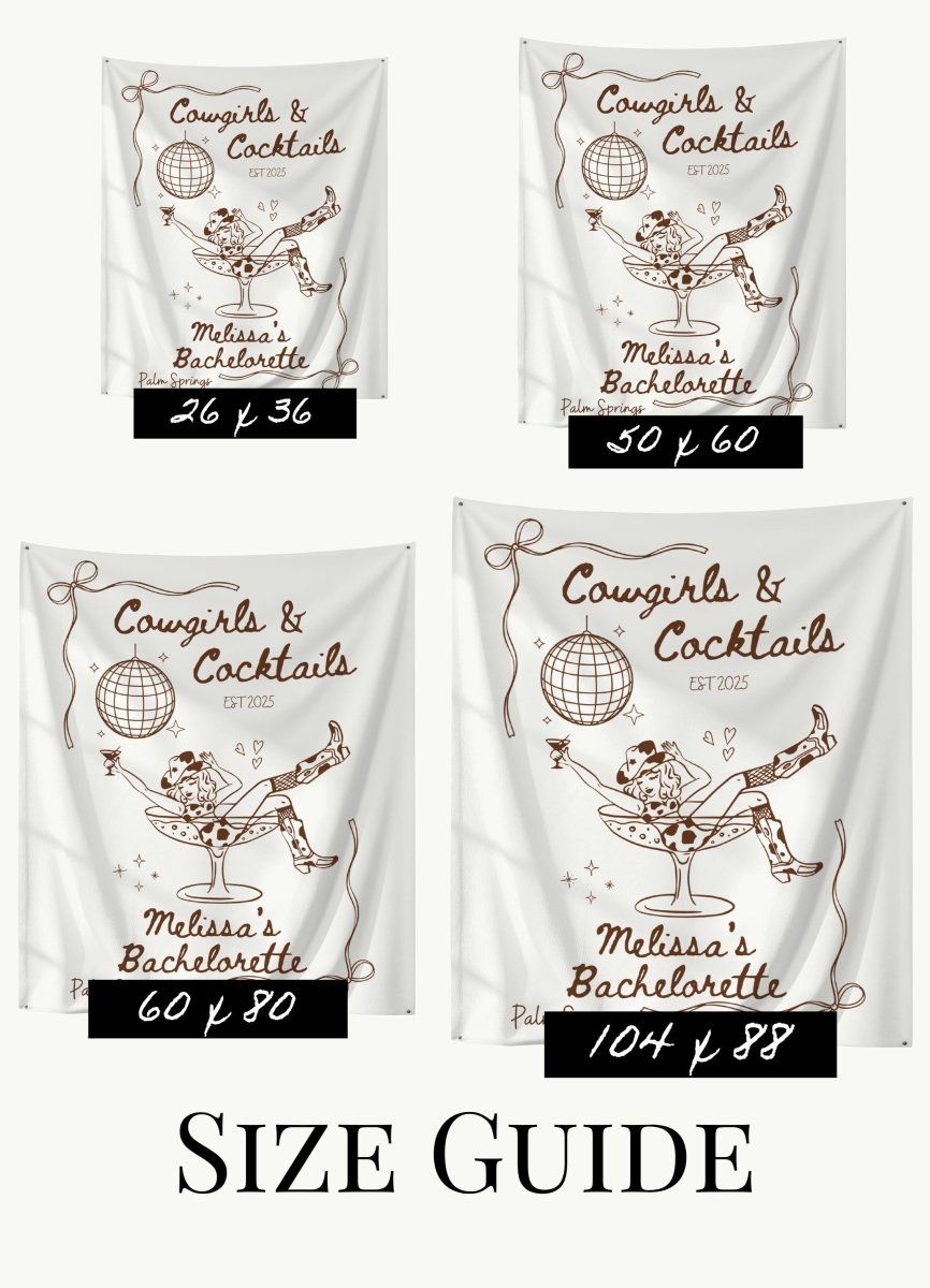 Cowgirls & Cocktails Tapestry Wall Banner - Country BOHO Bachelorette Banner Nashville Decoration Bach and Boujee