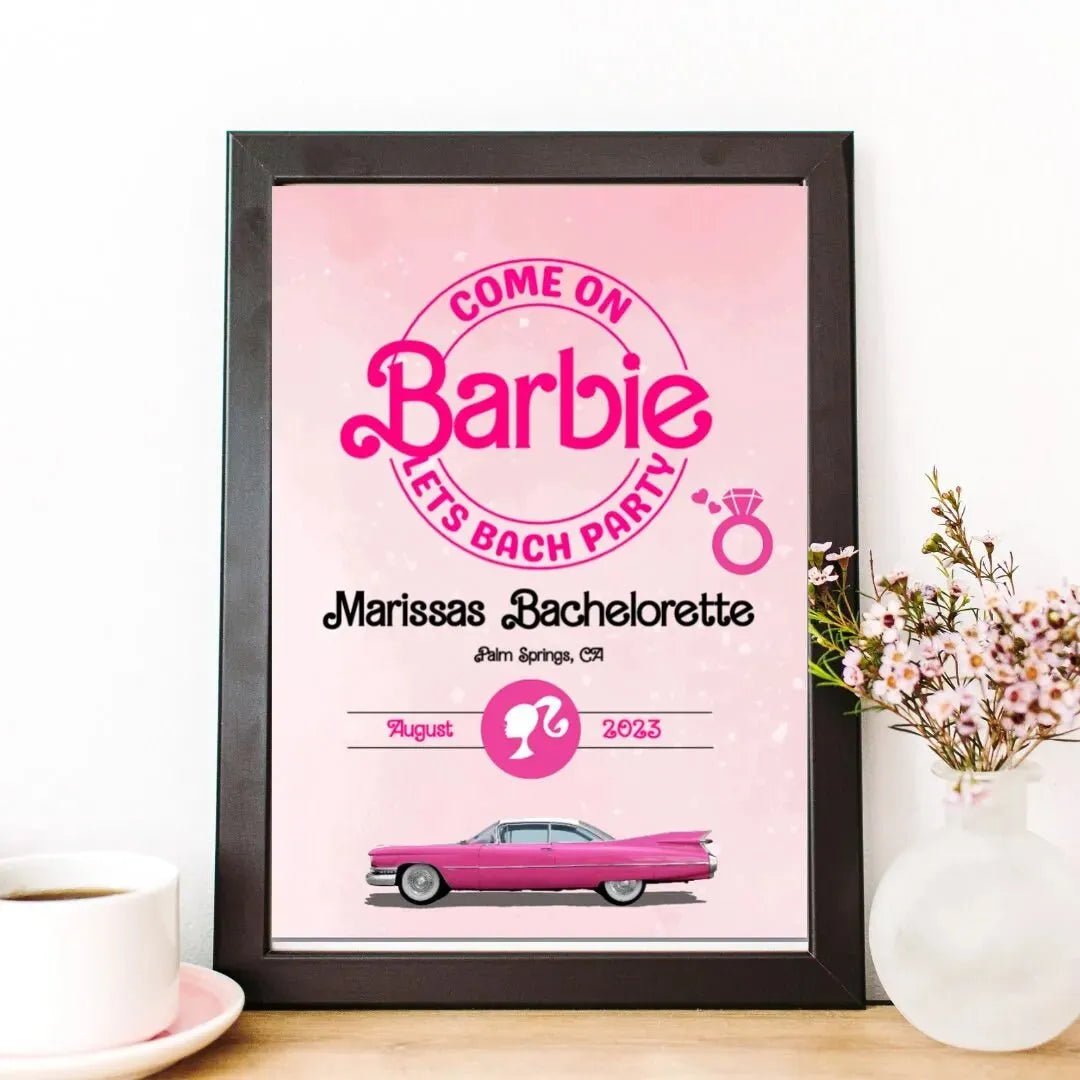 Customizable Bachelorette Party Itinerary Template - Digital Barbie Doll Download Bach and Boujee Invitations