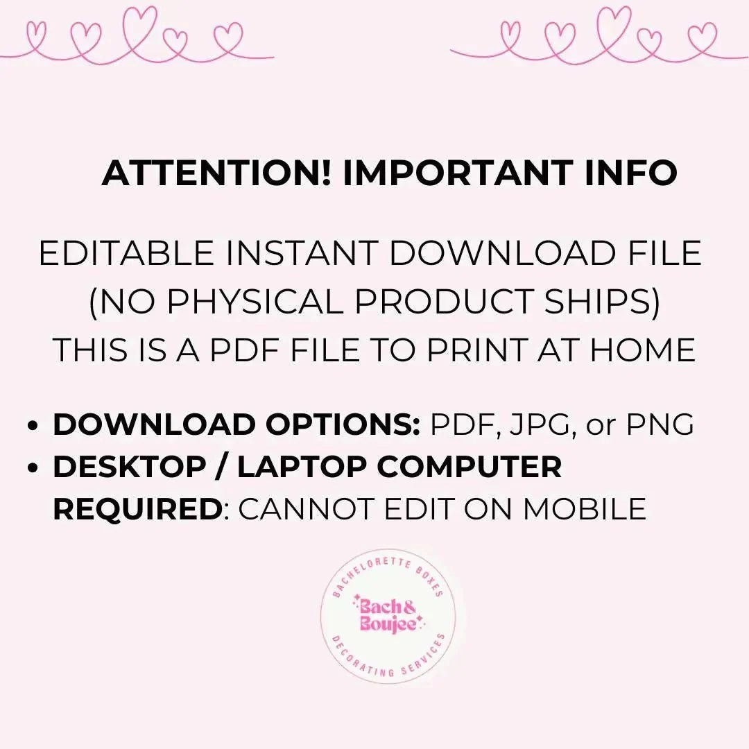 Customizable Bachelorette Schedule Invite Design for Bridal Gathering Hen Soiree with Chic Pink Ribbon Bach and Boujee Invitations