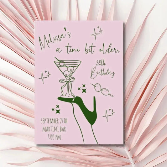 Customizable Cocktail Themed Party Invitation for Milestone Birthdays Bach and Boujee Invitations