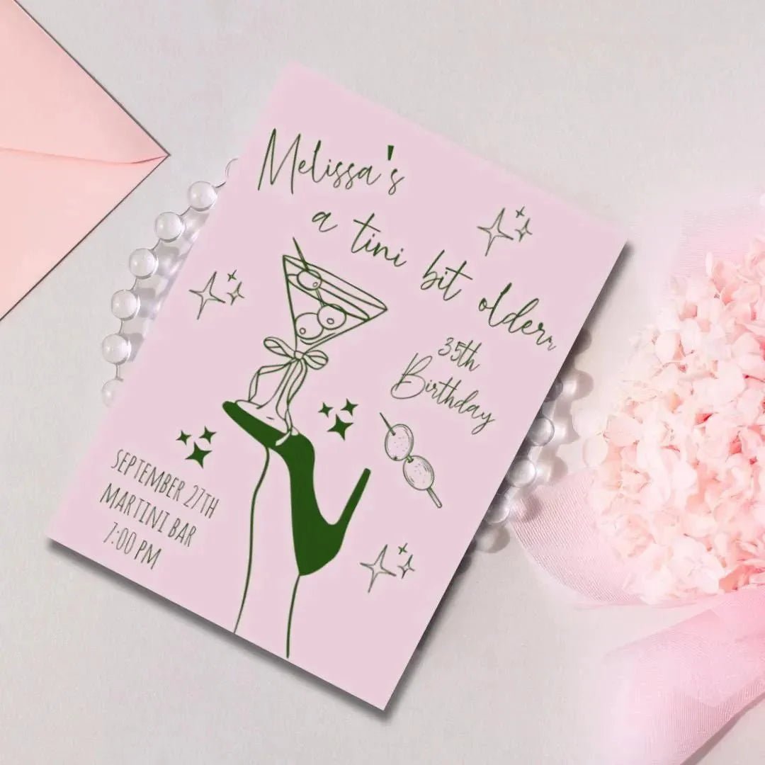 Customizable Cocktail Themed Party Invitation for Milestone Birthdays Bach and Boujee Invitations