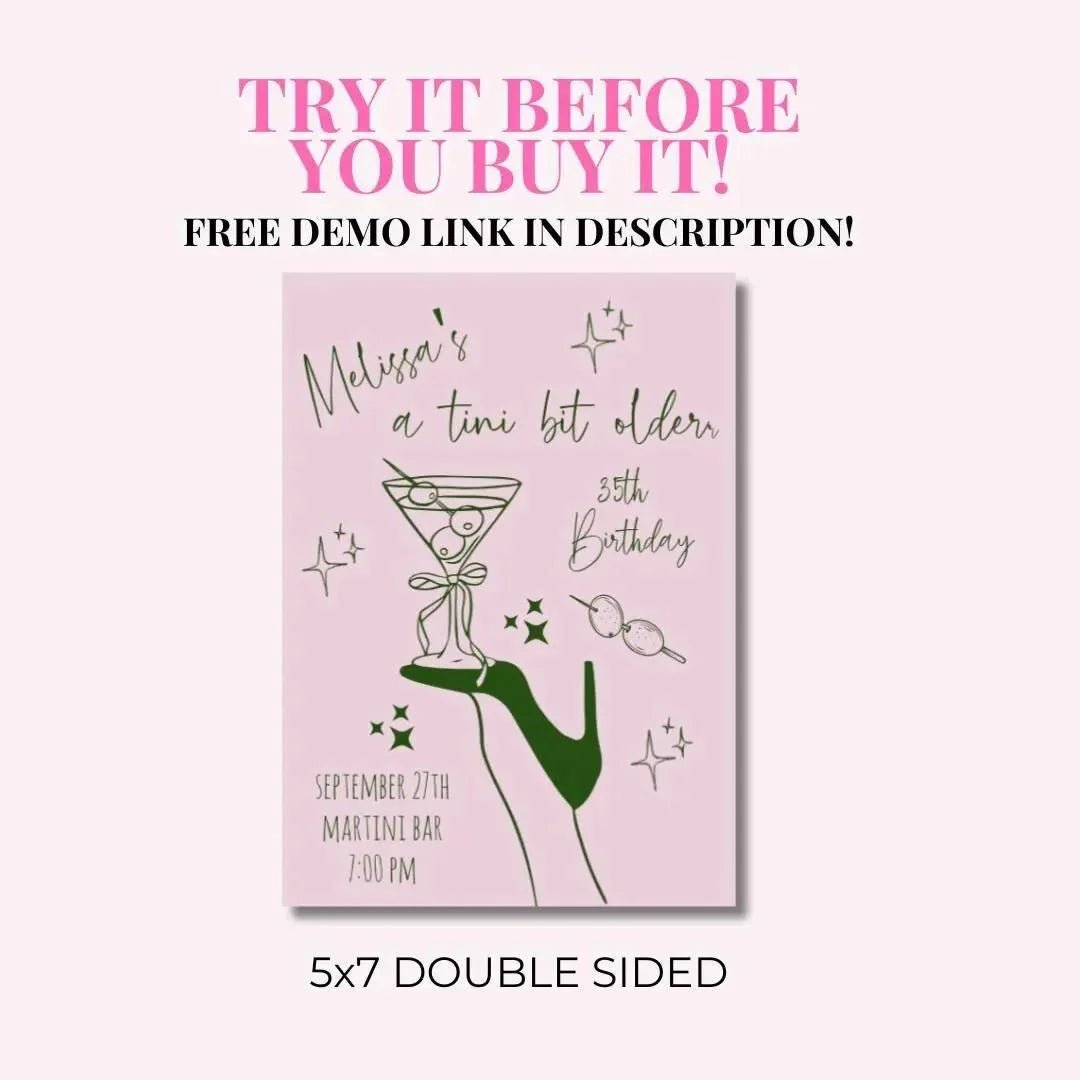 Customizable Cocktail Themed Party Invitation for Milestone Birthdays Bach and Boujee Invitations
