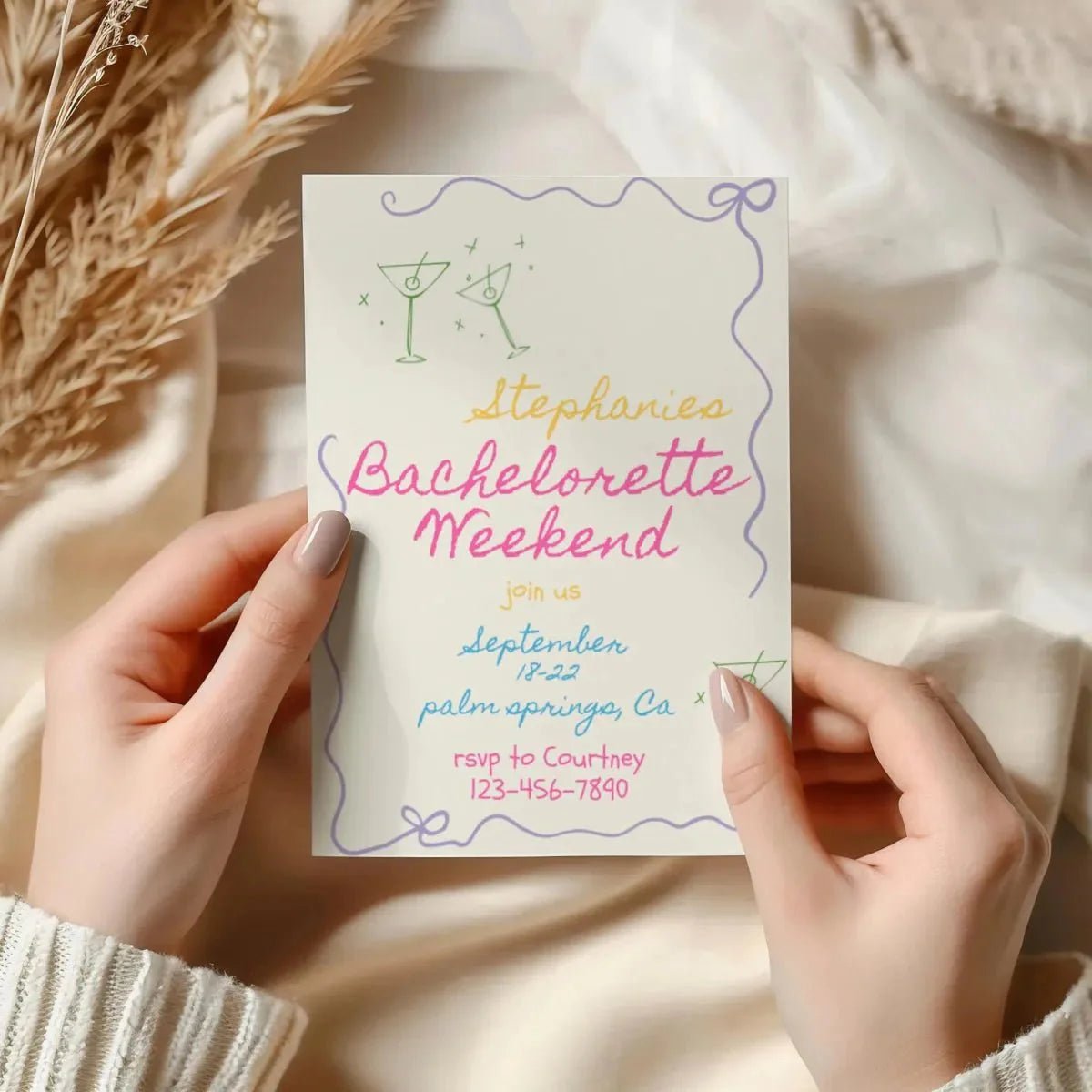 Customizable Hen Party Weekend Schedule - Vintage Style Bachelorette Invitation Bach and Boujee Invitations