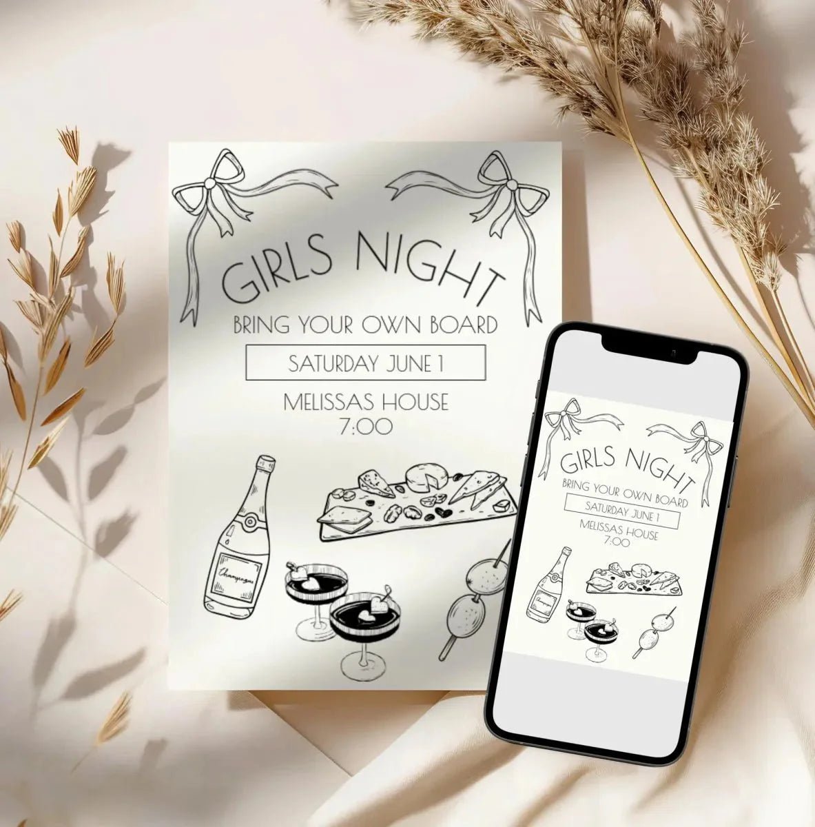 Customizable Ladies Soiree Cheeseboard Party Invite Design Bach and Boujee Invitations