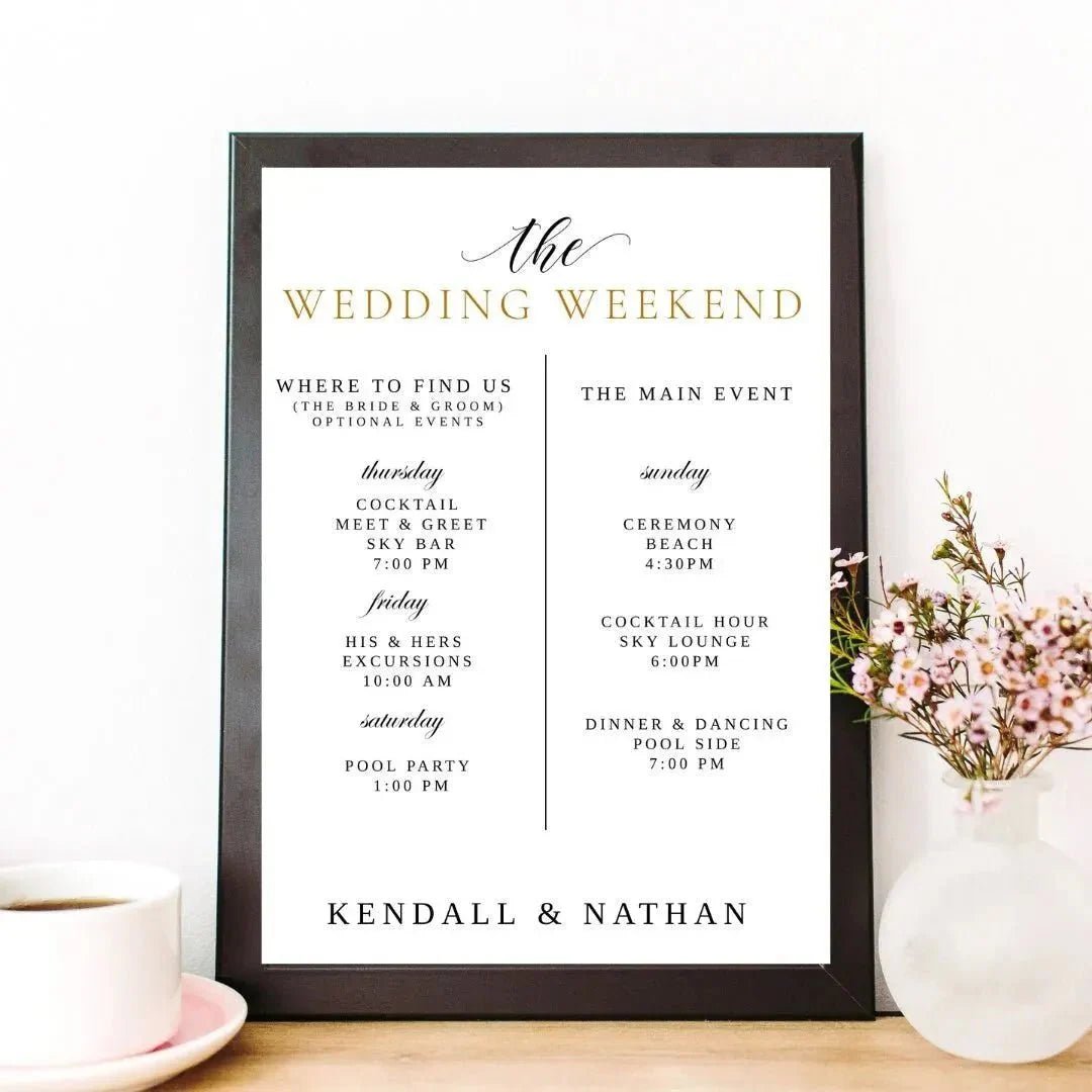 Customizable Mexican Beach Wedding Planner Template with Event Schedule and Gift Registry Checklist Bach and Boujee Invitations