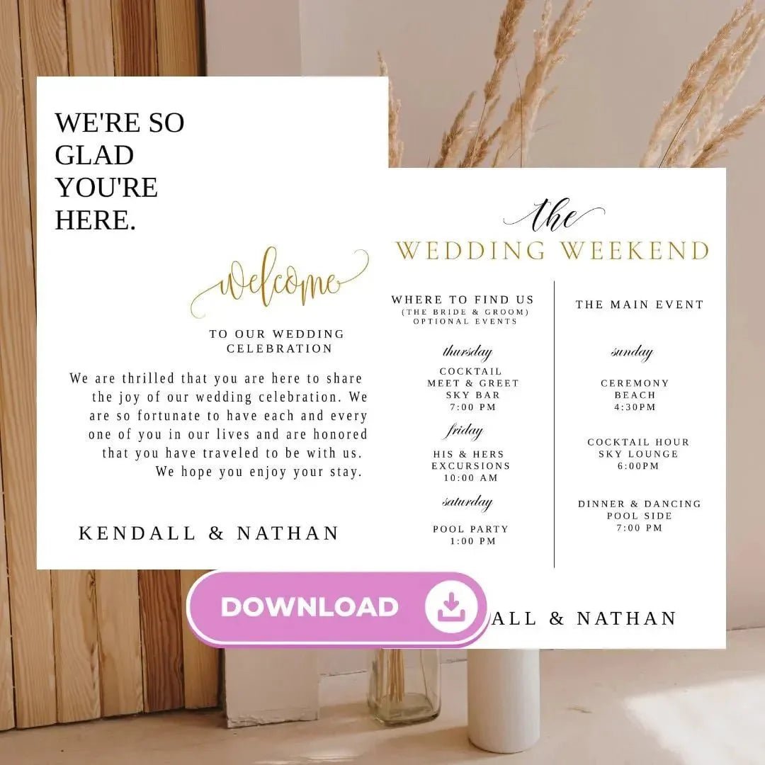 Customizable Mexican Beach Wedding Planner Template with Event Schedule and Gift Registry Checklist Bach and Boujee Invitations