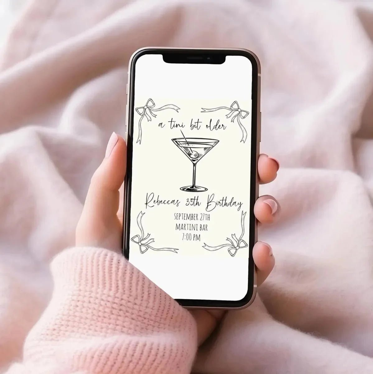 Customizable Sketch - style Martini Soiree Invitation Design for Milestone Birthdays Bach and Boujee Invitations