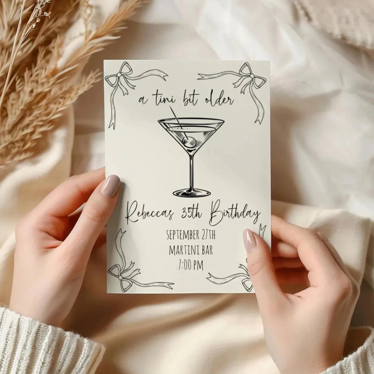 Customizable Sketch - style Martini Soiree Invitation Design for Milestone Birthdays Bach and Boujee Invitations