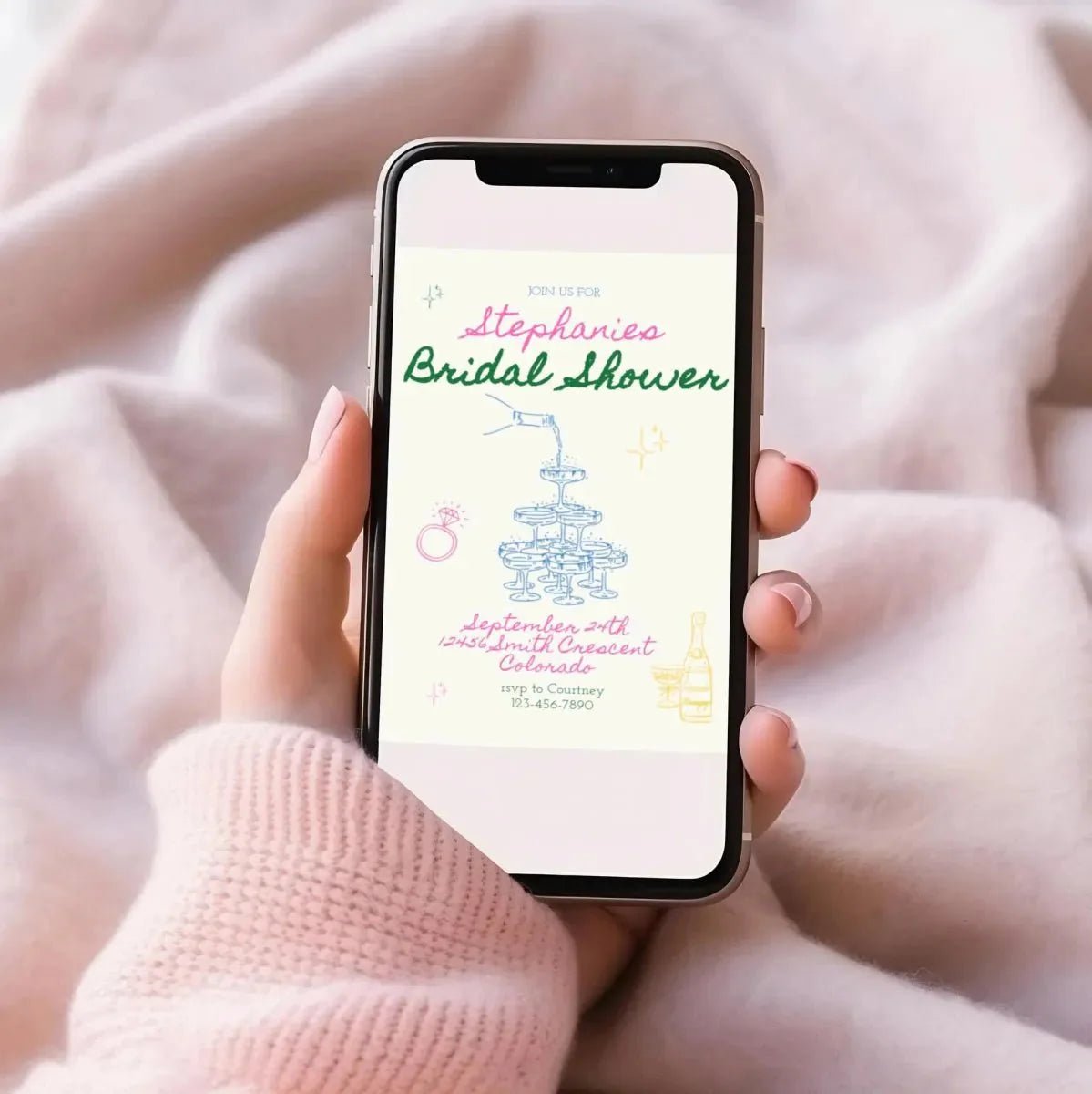 Customizable Vibrant Hand - Penned Bachelorette Schedule Digital Invite Template for Hen Soiree Bach and Boujee Invitations