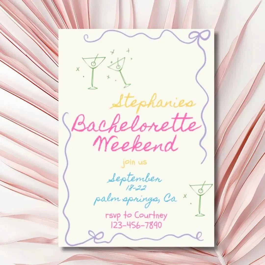 Customizable Vibrant Hen Party Invitation & Schedule Template for Memorable Celebrations Bach and Boujee Invitations