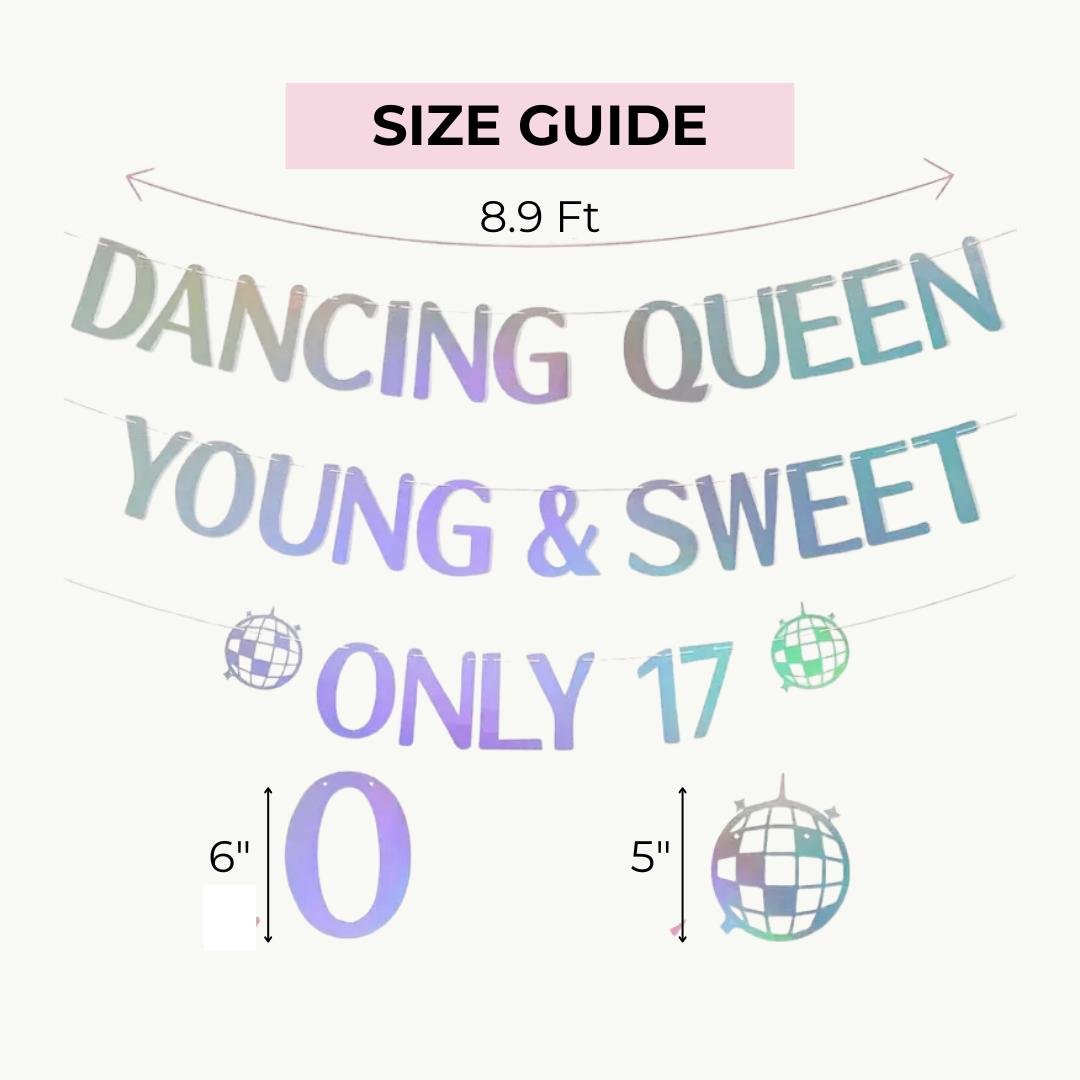 Dancing Queen Young & Sweet Only 17th Birthday Party Banner Decoration Party Girls Birthday Bach and Boujee