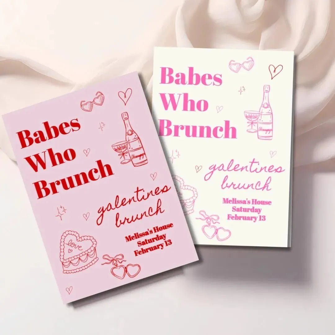Digital Galentines Day Brunch Invitation Template - Celebrate with Mimosa Champagne Bach and Boujee Invitations