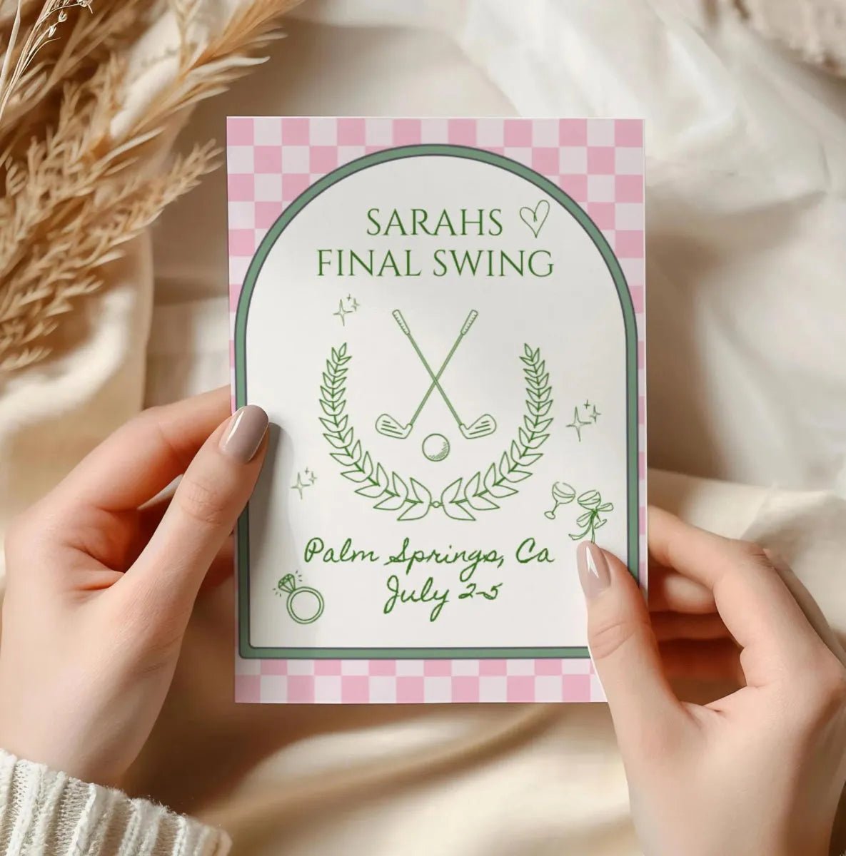 Editable Golf Bachelorette Weekend Itinerary Invitation Template - Final Swing Before the Ring Download Bach and Boujee Invitations