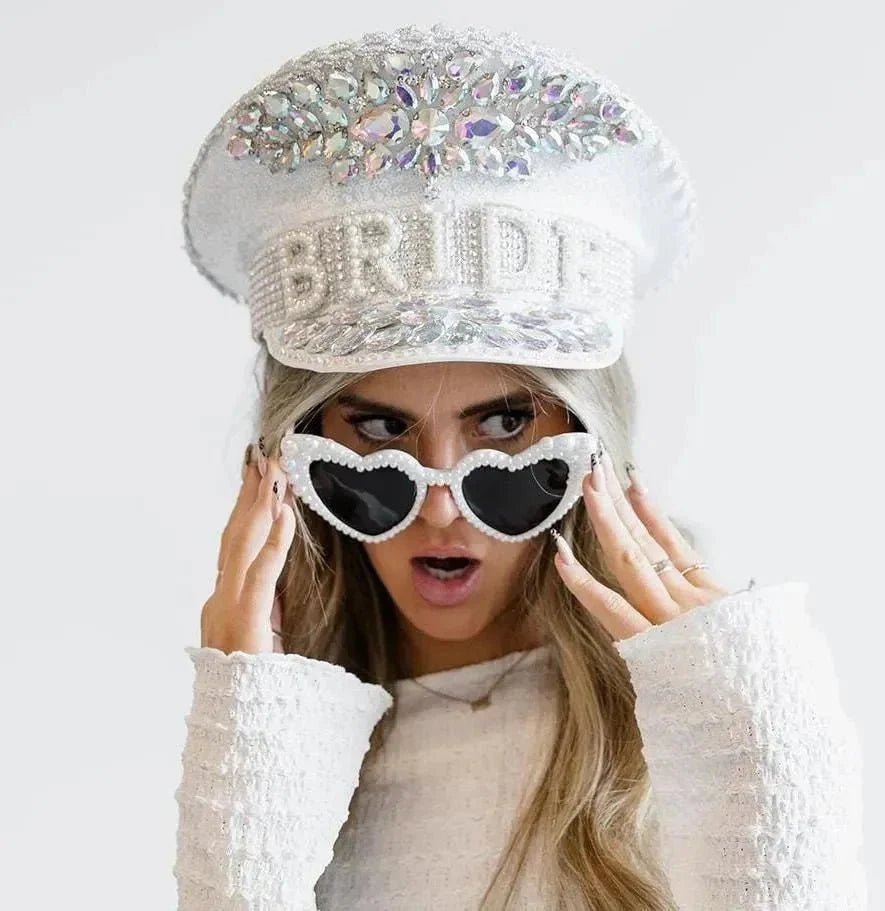 Elegant Pearl Heart Sunnies for Bridal Celebration Sunglasses - The Ultimate Bride Present Bach and Boujee