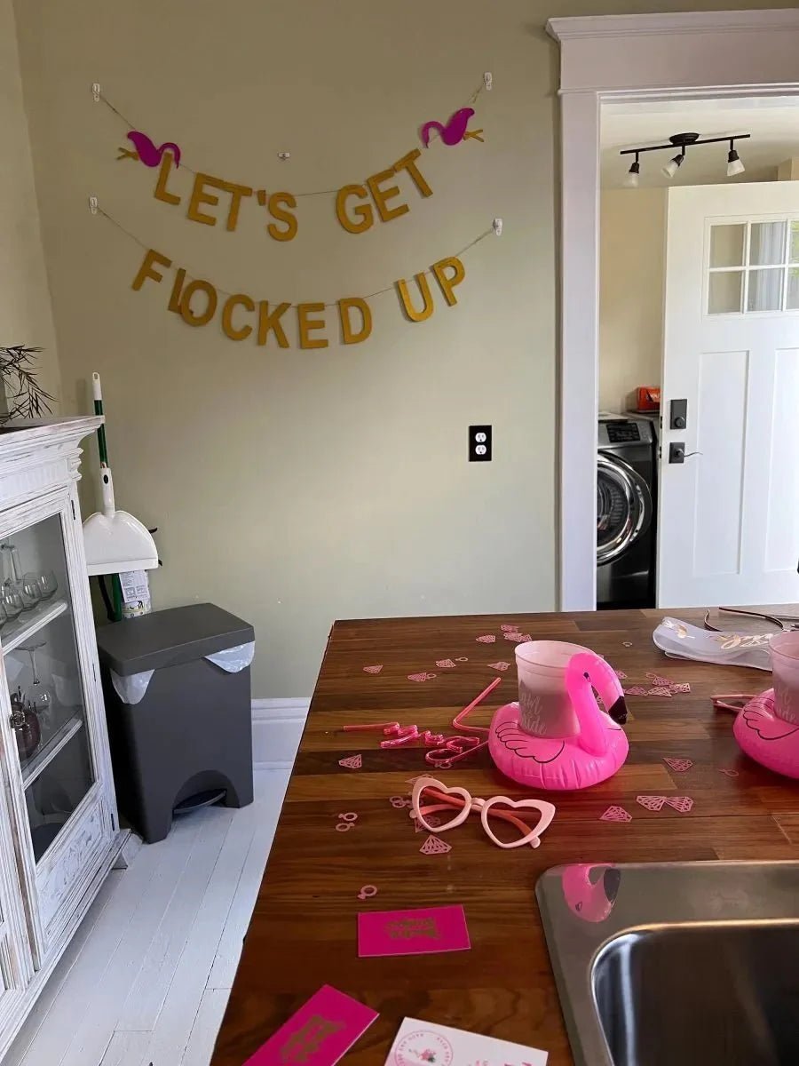 Flamingo Fiesta Hen Party Banner - Tropical Bachelorette, Flamingle Frenzy, Decorations, Last Flamingle Hen Party Decor Bach and Boujee Banners