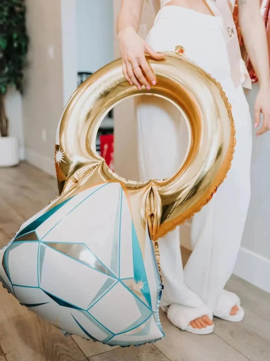 Giant Engagement Ring Balloon - Gold Party Decor for Bridal Celebrations Bach and Boujee Balloons