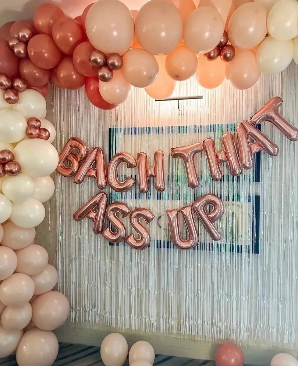 Hen Party Glamour Balloon Decor Set - Bach It Up - Radiant Rose Gold, Pink, Silver, and Black - Drunk On Joy Motif Bach and Boujee