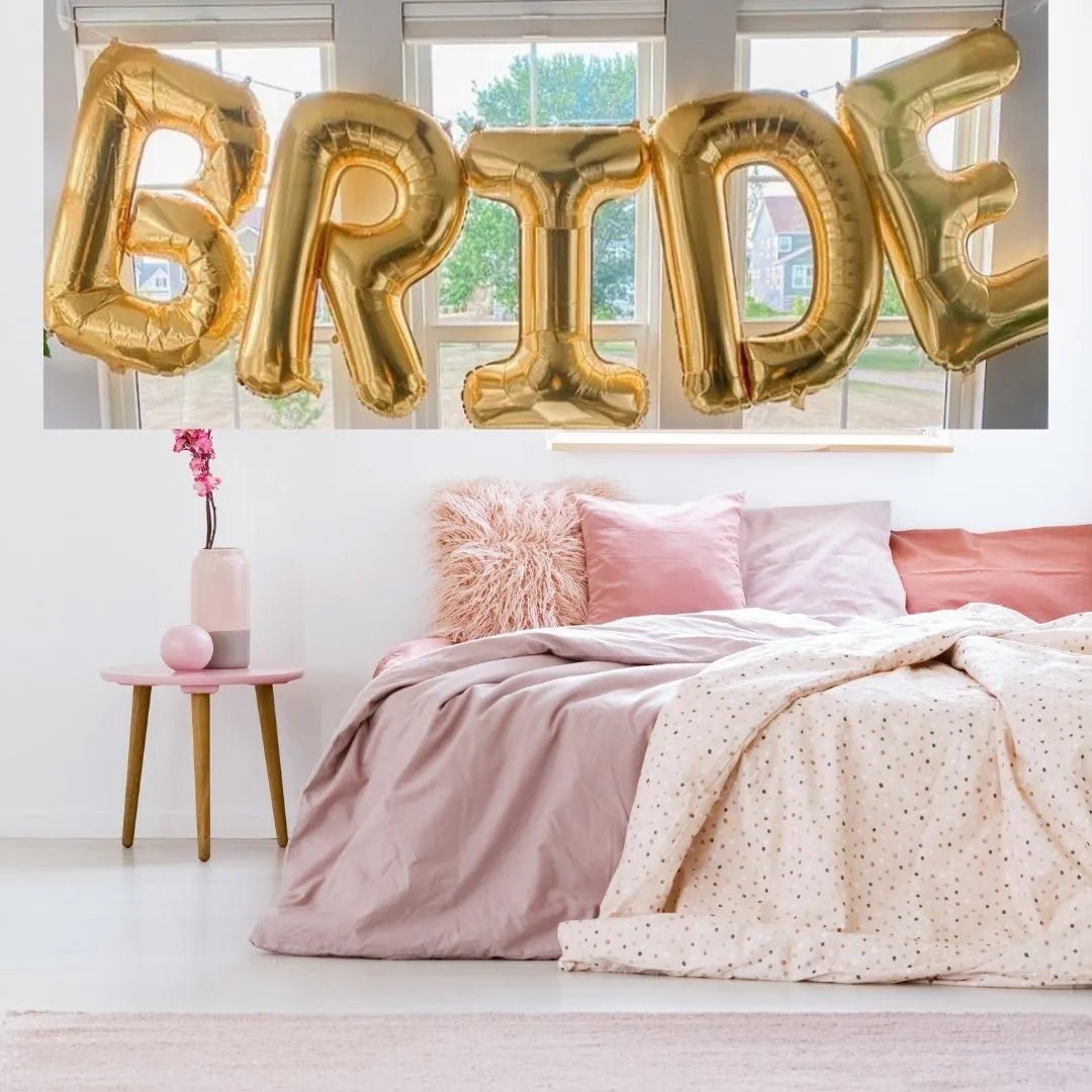 Jumbo Bride Balloon Banner - Foil Letters for Bachelorette Bridal Shower Hen Party Stagette Bach and Boujee Balloons