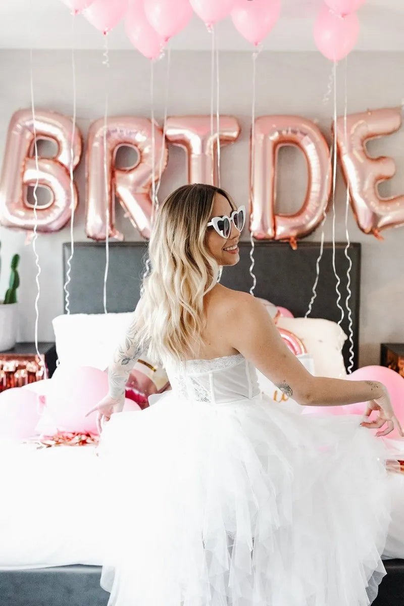 Jumbo Bride Balloon Banner - Foil Letters for Bachelorette Bridal Shower Hen Party Stagette Bach and Boujee Balloons