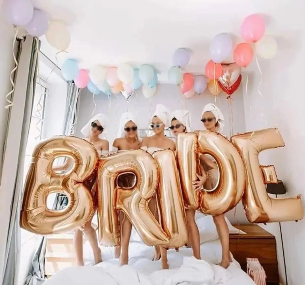 Jumbo Bride Balloon Banner - Foil Letters for Bachelorette Bridal Shower Hen Party Stagette Bach and Boujee Balloons