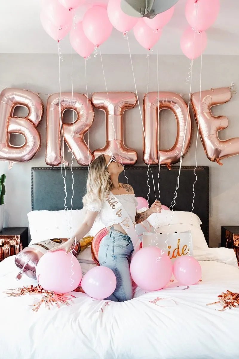 Jumbo Bride Balloon Banner - Foil Letters for Bachelorette Bridal Shower Hen Party Stagette Bach and Boujee Balloons