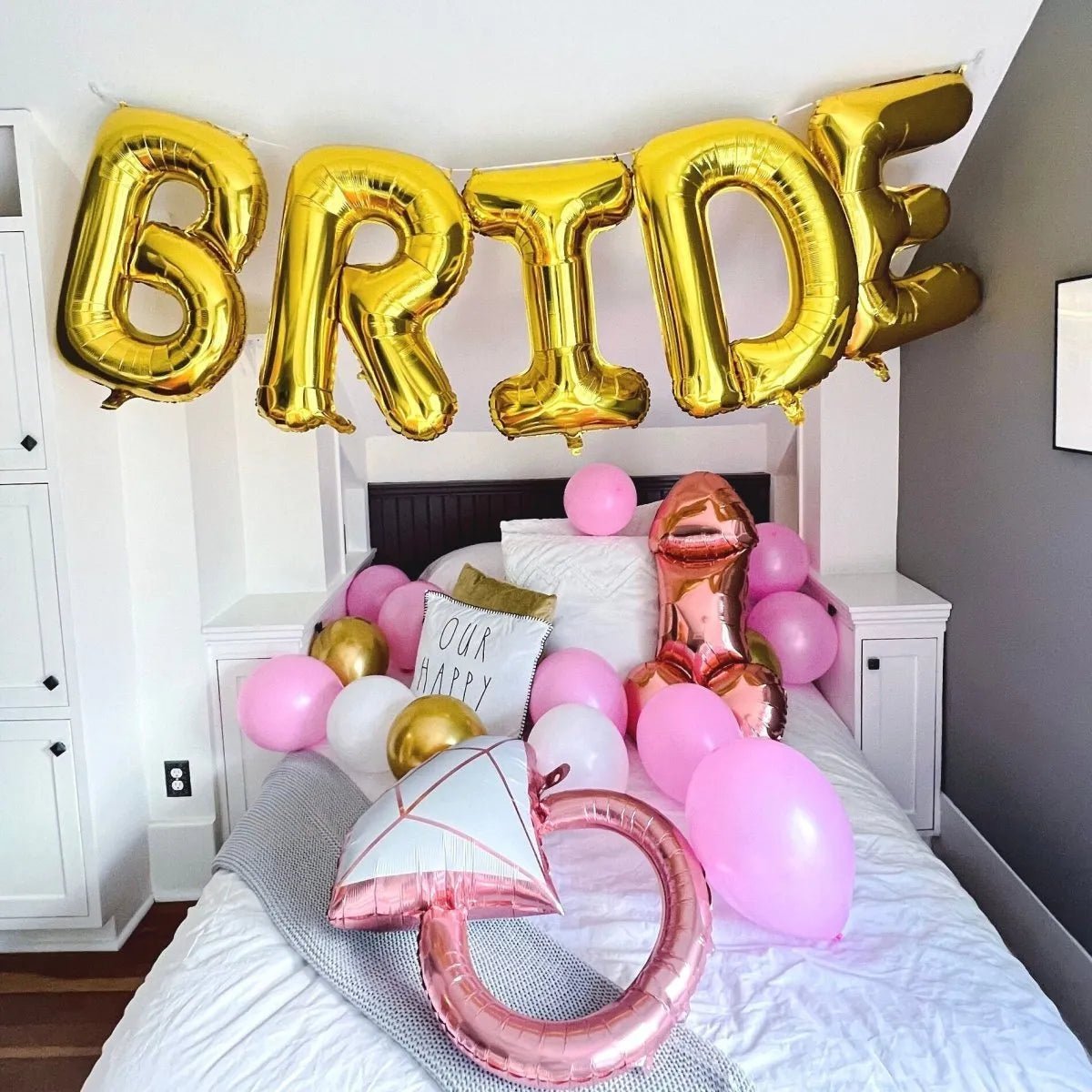 Jumbo Bride Balloon Banner - Foil Letters for Bachelorette Bridal Shower Hen Party Stagette Bach and Boujee Balloons