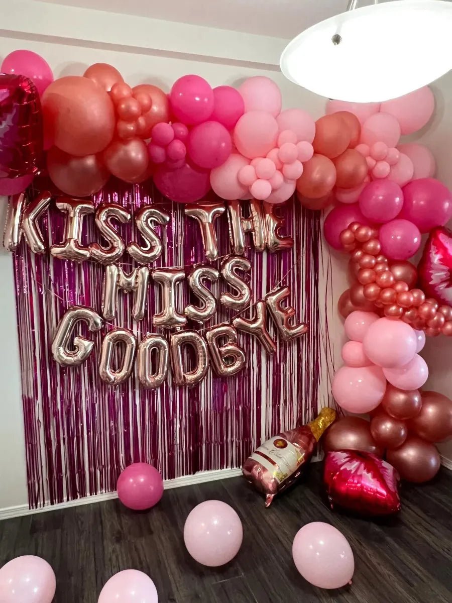 Kiss the Miss Goodbye Balloon Banner - Bachelorette Decoration Miss to Mrs Bachelorette Party Bride Balloon Hen Party Classy Bachelorette Bach and Boujee Balloons