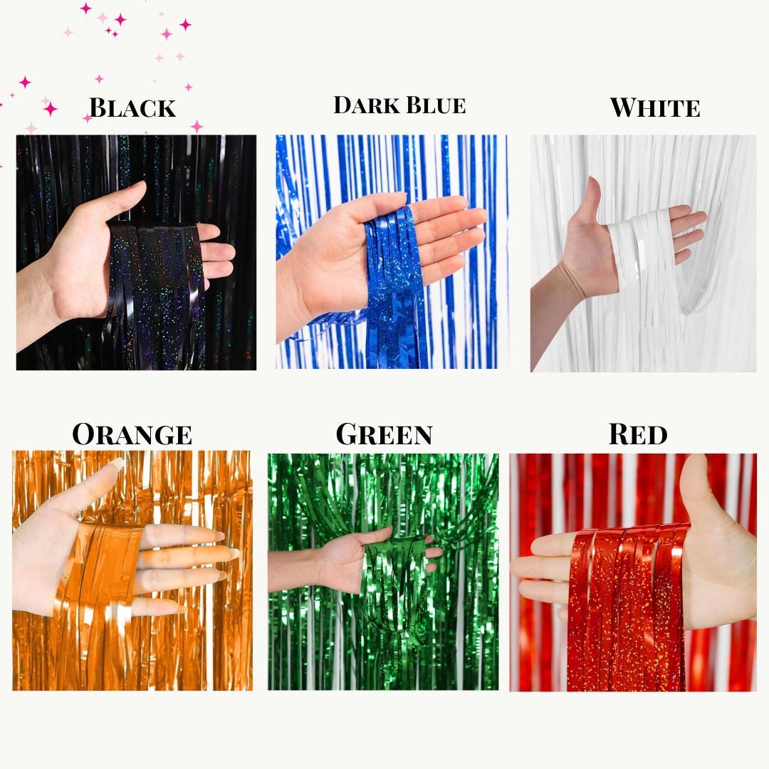 Last Toast on the Coast Blue Tinsel Curtain Backdrop Bach and Boujee