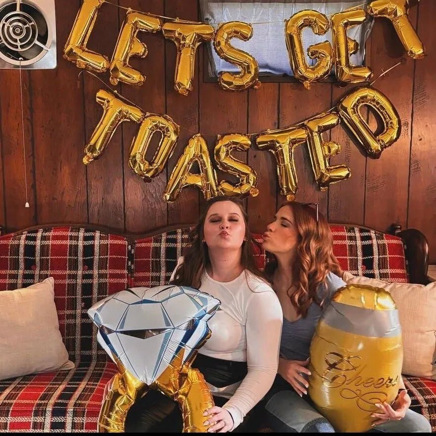 Let's Get Toasted Balloon Banner - Camping Bachelorette Glamping Decorations for Cabin Hen Parties Bach and Boujee Balloons